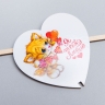 Вставка деревянная  Сердце 7,5х10,5см 10шт Кошечка с сердечками Я люблю тебя! Ш49