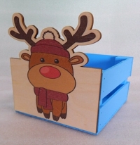 Ящик реечный НГ 13х13 х 9/15см Олень голубой