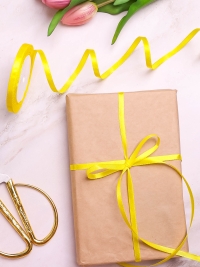 Лента атласная 10мм х 25ярд JD лимонный